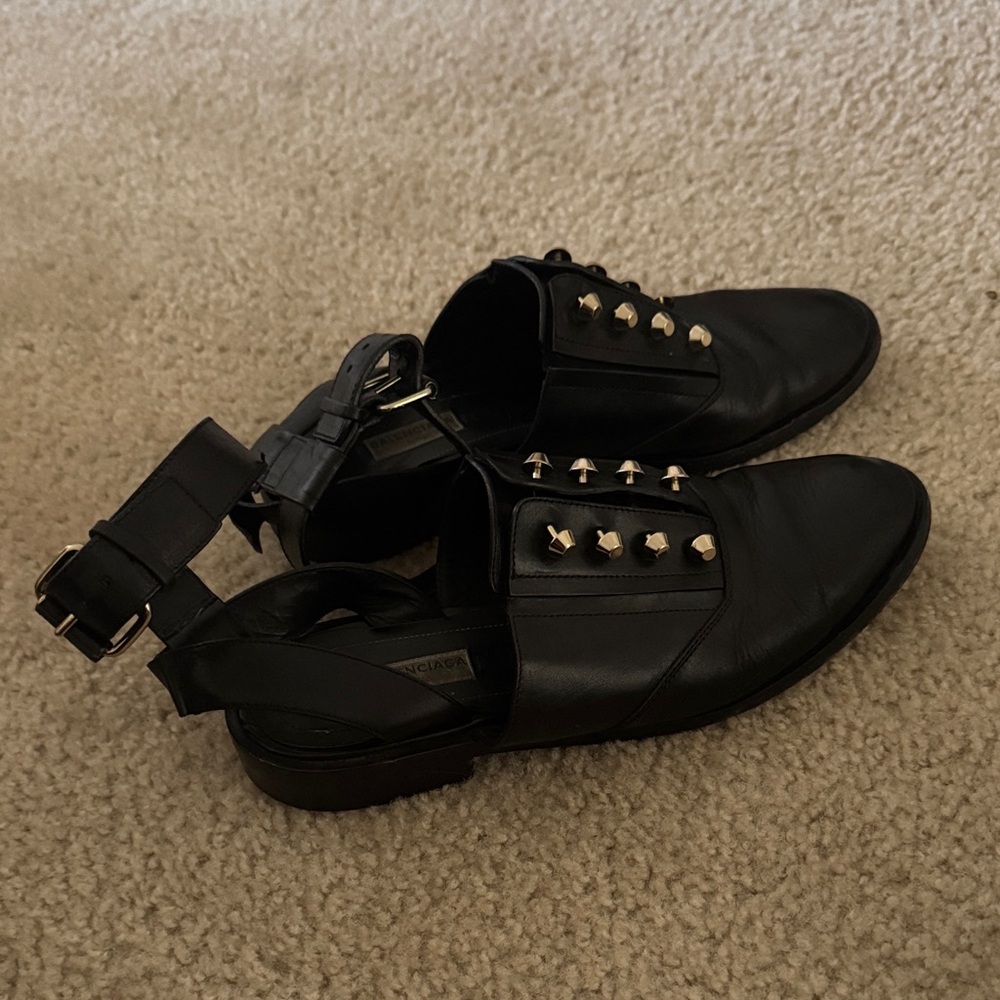 Balenciaga Black Studded Flats
